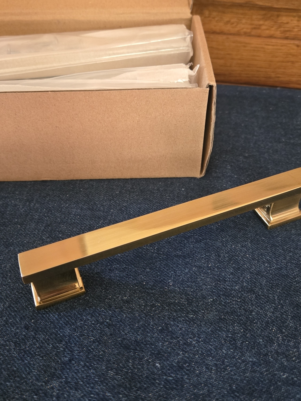 Brushed Brass Cabinet Pull - Sleek Rectangular Handle